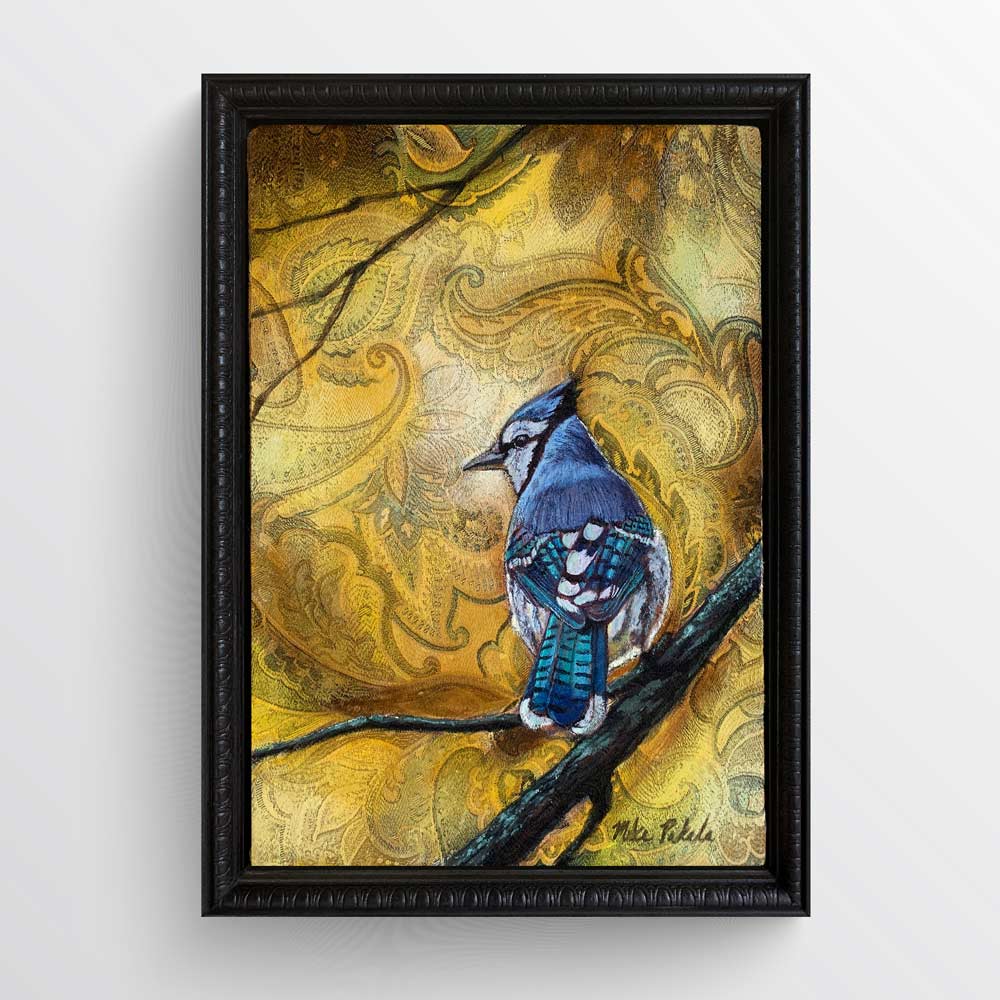 Framed Blue Jay Painting