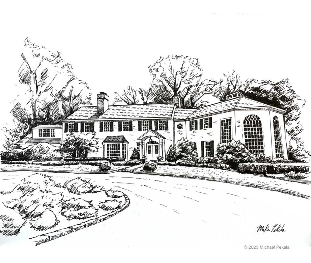 Pen and ink home portrait commission