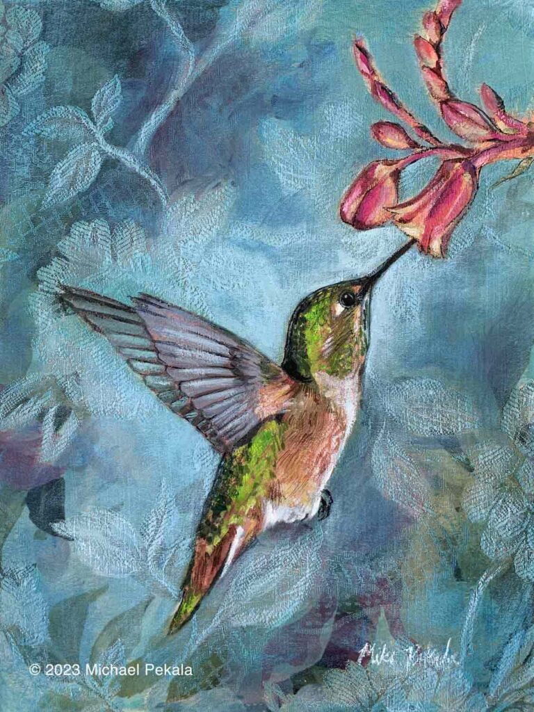 Hummingbird and flowers #9