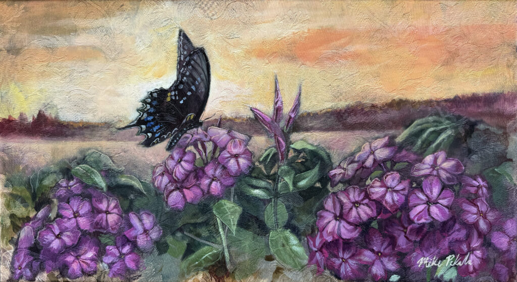Butterfly at Sunset painting