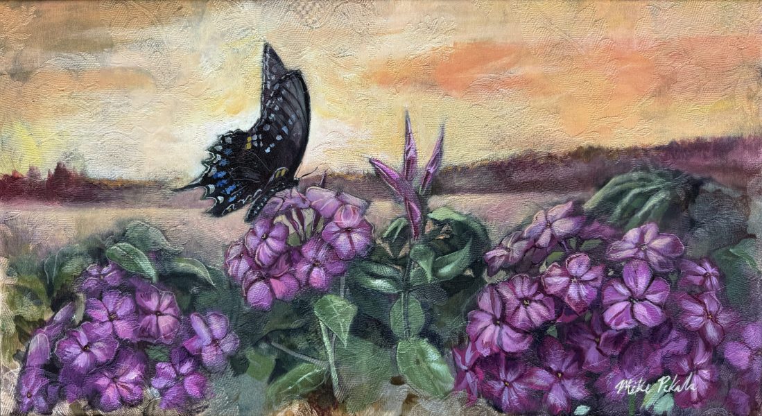 Butterfly at Sunset painting