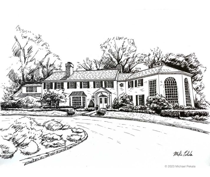 Pen and ink home portrait commission