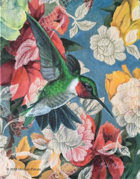 Hummingbird & Flowers #3